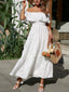Off Shoulder Ruched Midi Dress