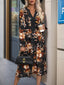 Floral Notched Neck Midi Dress