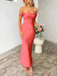 Off-Shoulder Satin Bodycon Maxi Dress