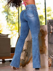 Washed Slim High Rise Flare Denim