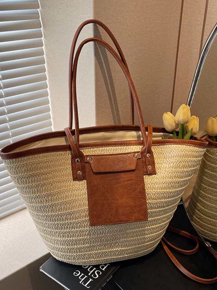 Woven Straw Large Tote Bag