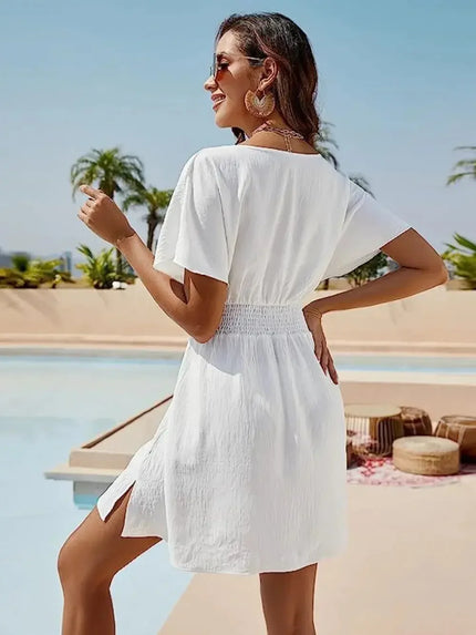 Smocked V-Neck Summer Dress