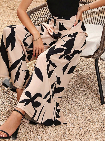 Elegant Printed Wide Leg Pantsn