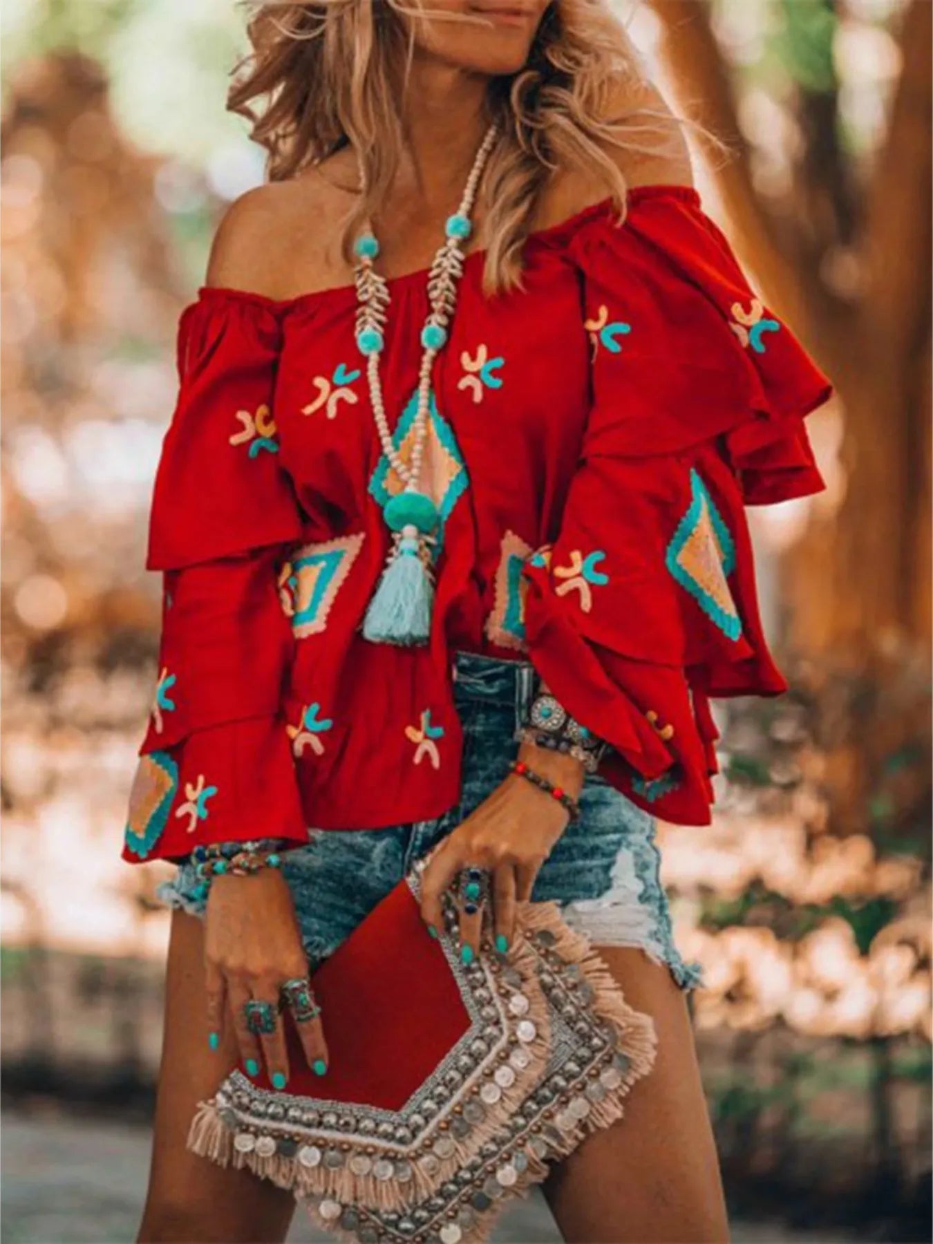 Plus Size Ruffled Off-Shoulder Blouse