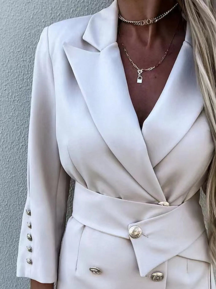 Longline Double-Breasted Blazer Jacket
