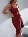 Asymmetric Wrap Tank Midi Dress