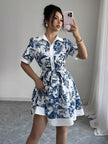 Floral Print Button-Front Shirt Dress