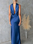 Satin Strapless Zipper Maxi Dress