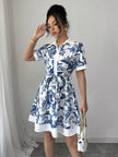 Floral Print Button-Front Shirt Dress