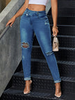 Distressed Skinny Buttoned Jeans