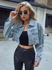 Distressed Raw Hem Cropped Jacket
