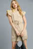Umgee Luxe knit Ruffle Sleeve Drawstring Mini Dress - Heraki 