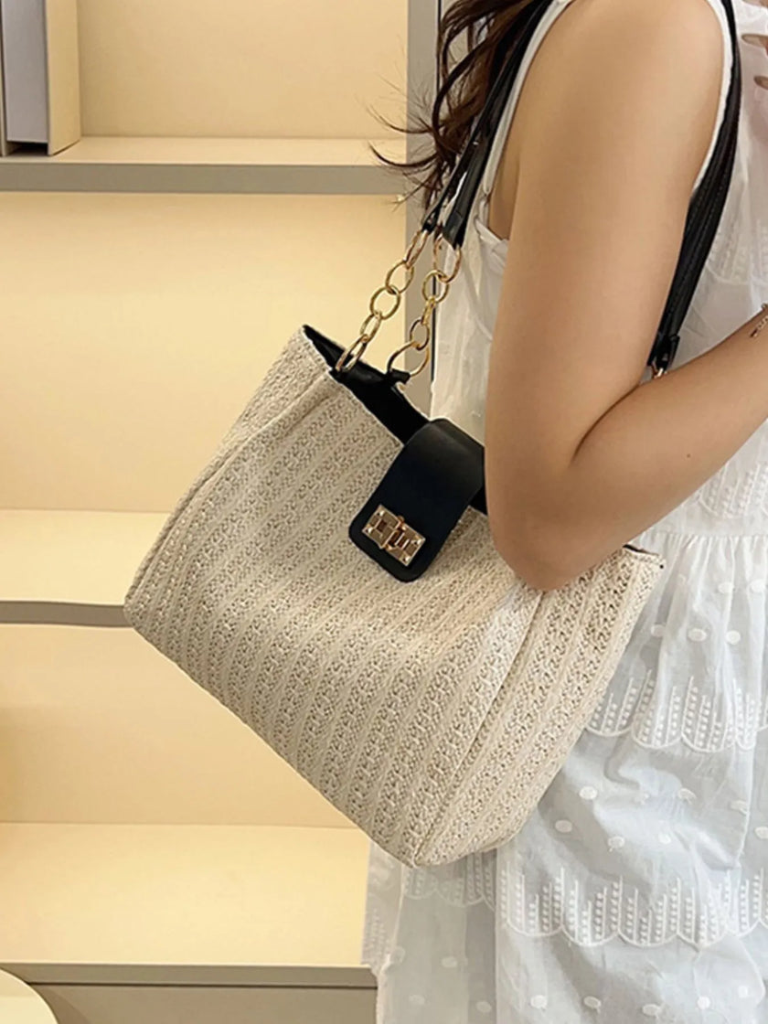 Woven Straw Medium Shoulder Bag