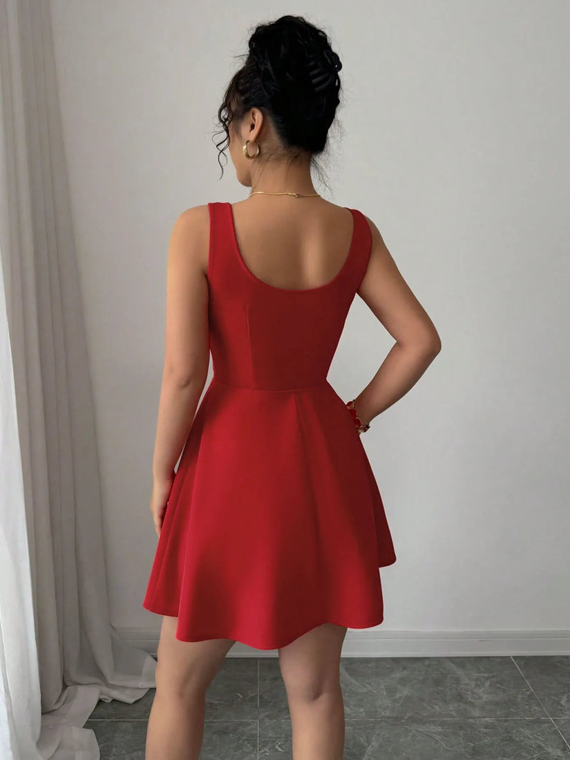 Tie-Front Wide Strap Cutout Mini Dress