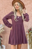 And The Why Back Lace Button Down Detail Bell Sleeve Dress - Heraki 