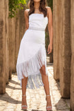 Fringe Square Neck High-Low Dress