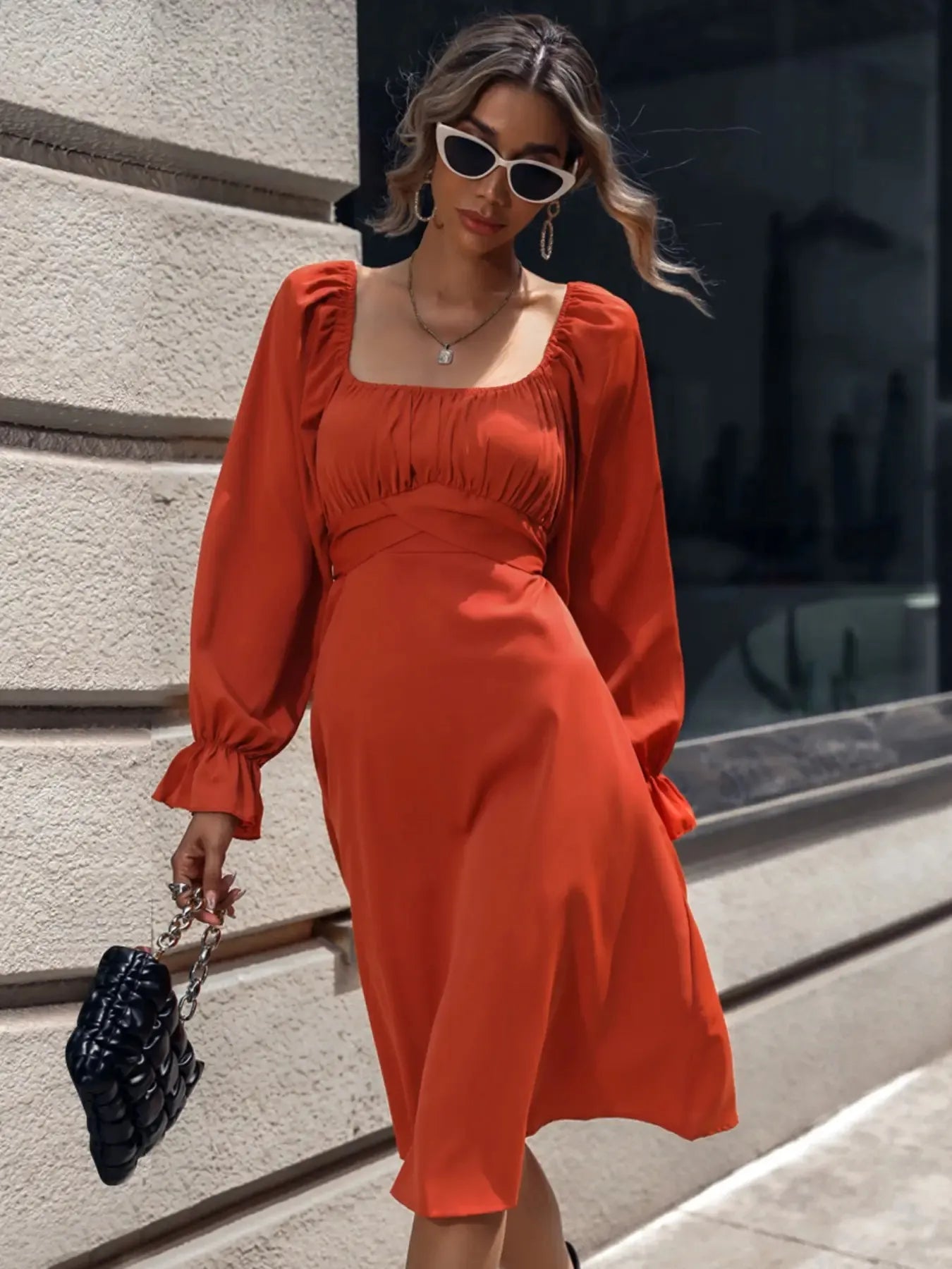 Square Neck Midi Dress