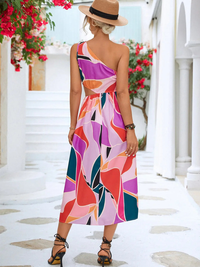 Cutout One-Shoulder Midi Dress