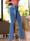Washed Slim High Rise Flare Denim