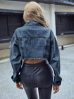 Distressed Raw Hem Cropped Jacket