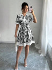 Floral Print Button-Front Shirt Dress