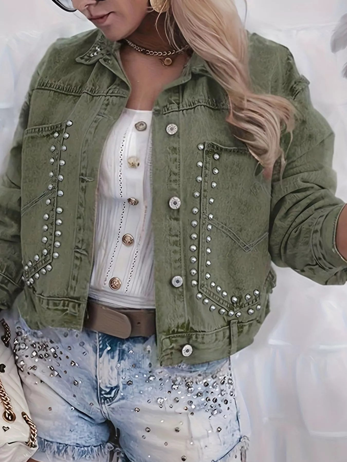 Studded Washed Denim Jacket