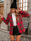 Classic Red Tartan Plaid Blazer - Single-Button Tailored Holiday & Winter Jacket
