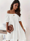 Full Size Ruffled Off-Shoulder Short Sleeve Dress - Heraki 
