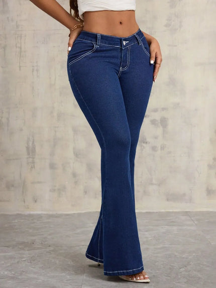 Classic Flare Pocketed Buttoned Jeans