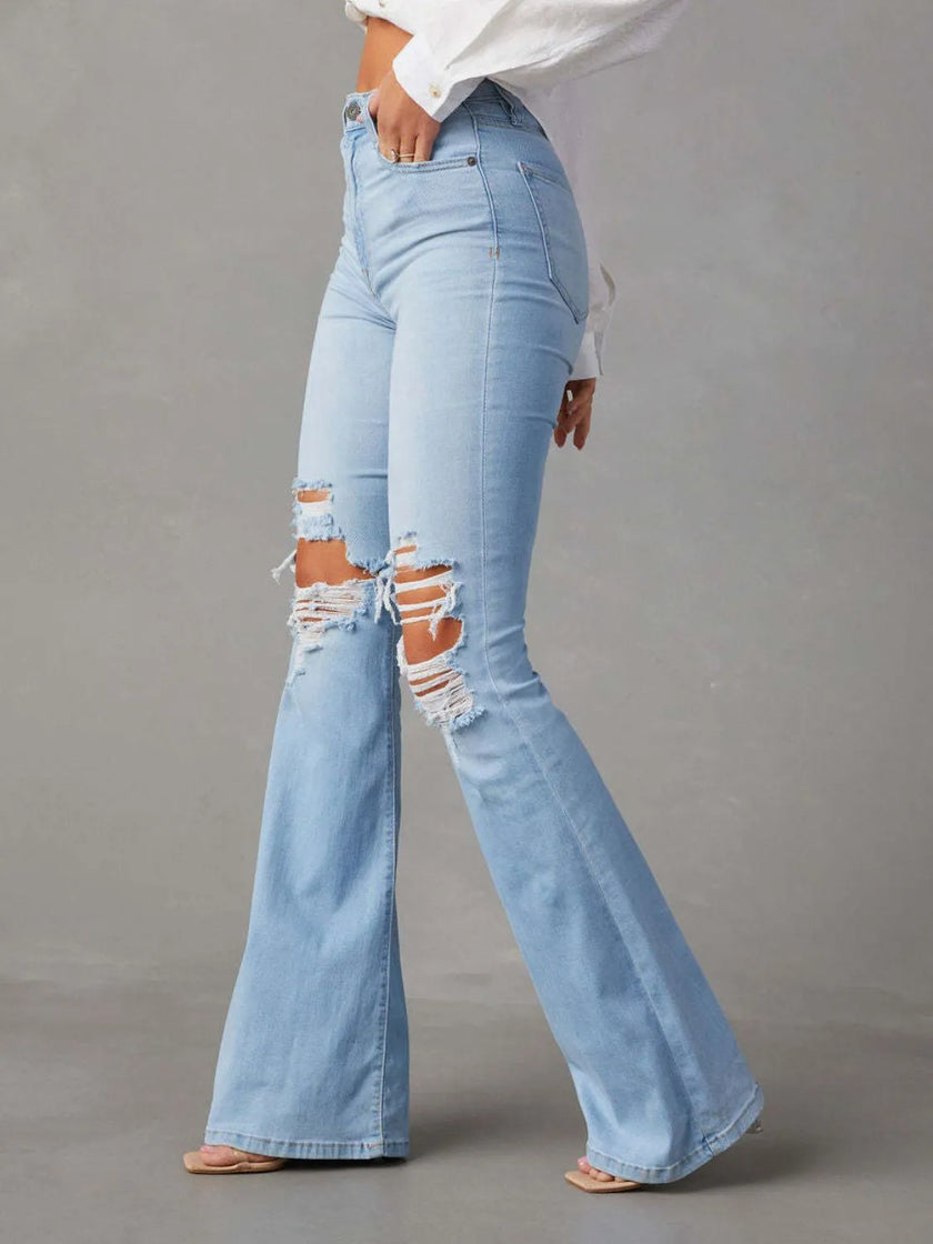 Classic Flare Pocketed Buttoned Jeans