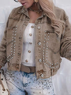 Studded Washed Denim Jacket