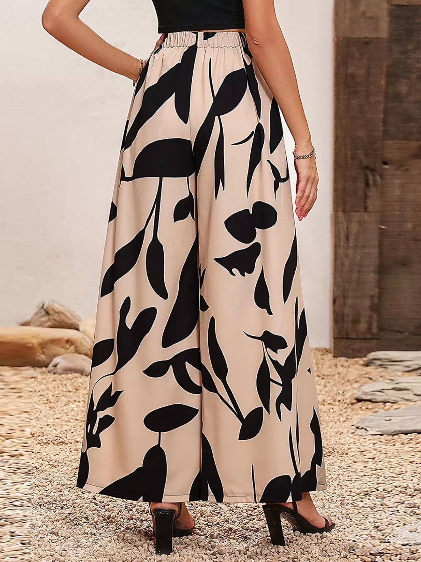 Elegant Printed Wide Leg Pants