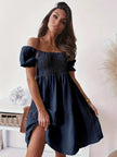 Full Size Ruffled Off-Shoulder Short Sleeve Dress - Heraki 
