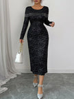 Long Sleeve Sequin Bodycon Midi Dress - Elegant Party & Event Glamour