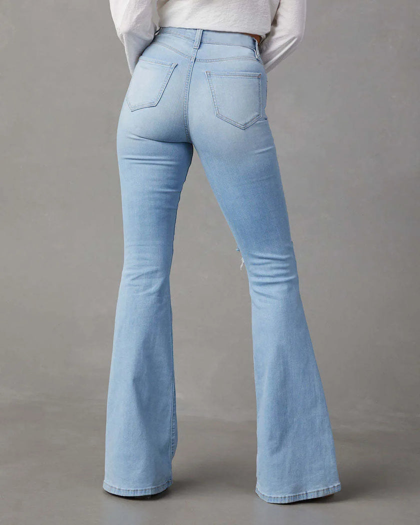Classic Flare Pocketed Buttoned Jeans