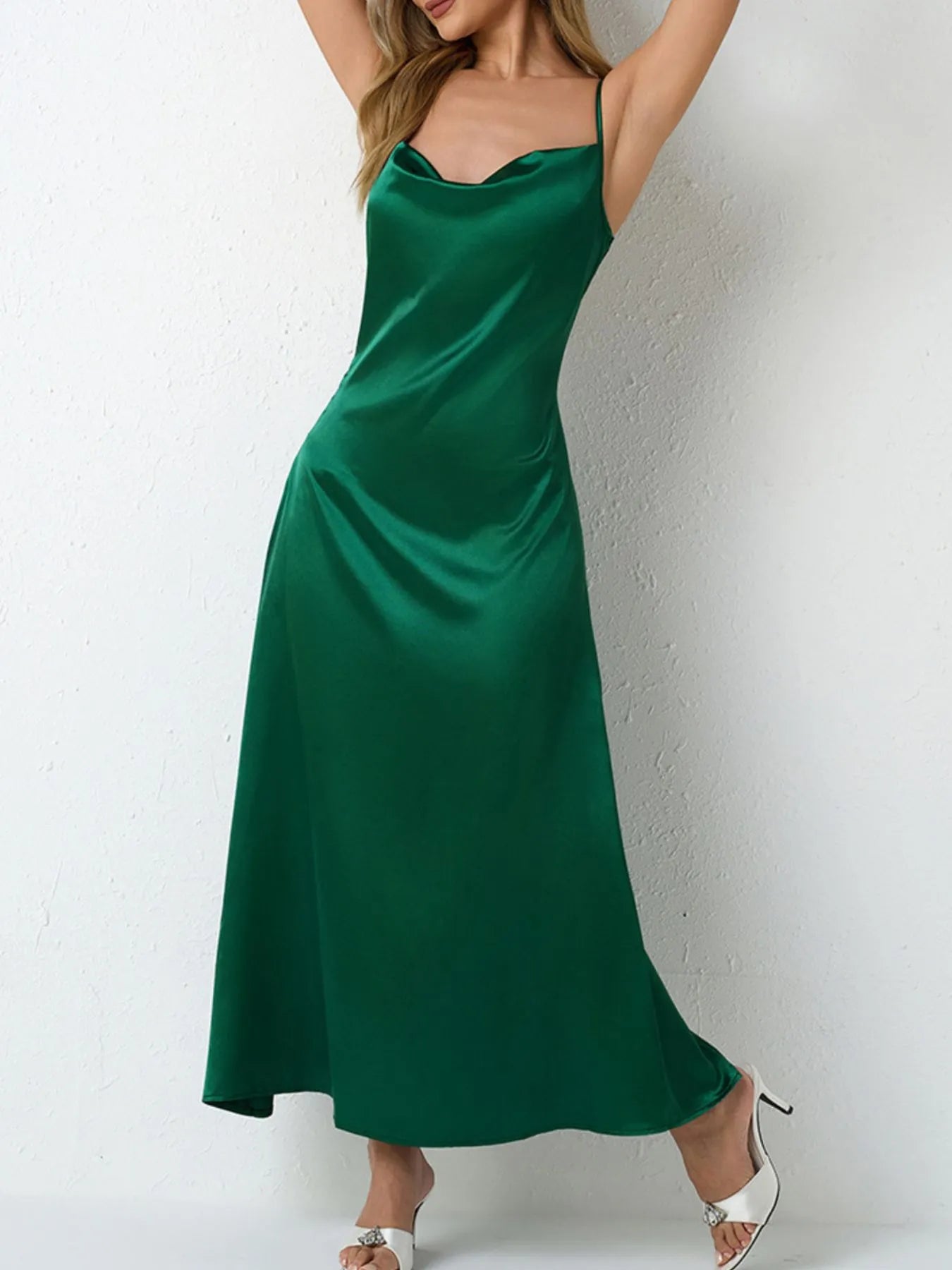 Satin Cowl Neck Slip Dress