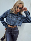 Distressed Raw Hem Cropped Jacket