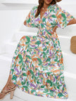 Floral Boho Ruched Midi Dress