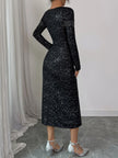 Long Sleeve Sequin Bodycon Midi Dress - Elegant Party & Event Glamour