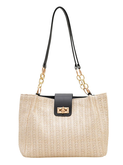 Woven Straw Medium Shoulder Bag