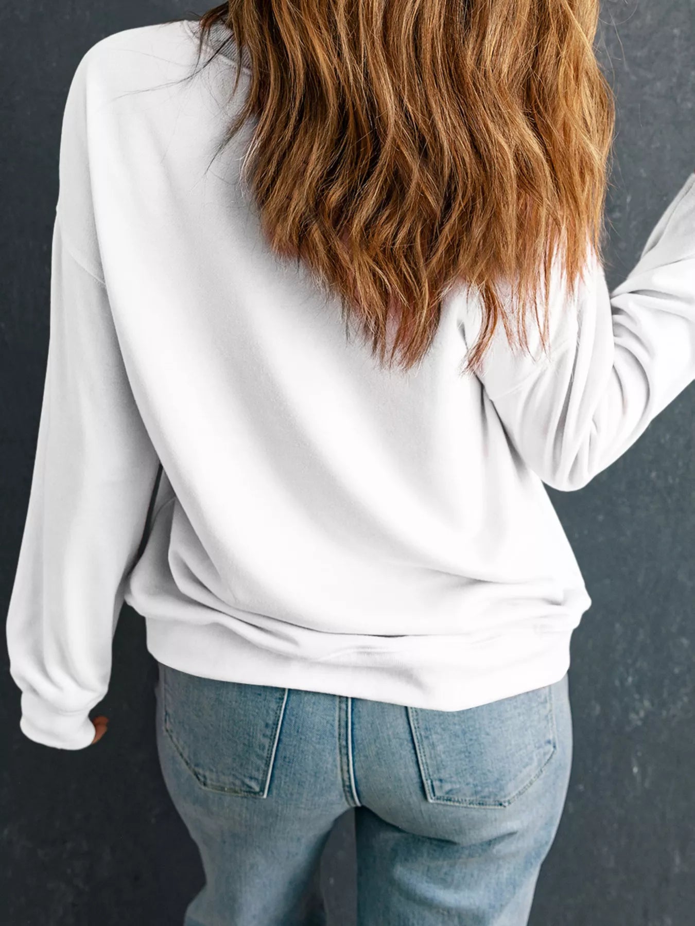Halloween Pumpkin Bow Drop Shoulder Sweatshirt