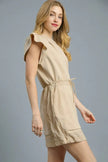Umgee Luxe knit Ruffle Sleeve Drawstring Mini Dress - Heraki 