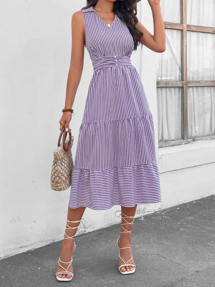 Striped Sleeveless Midi Dress