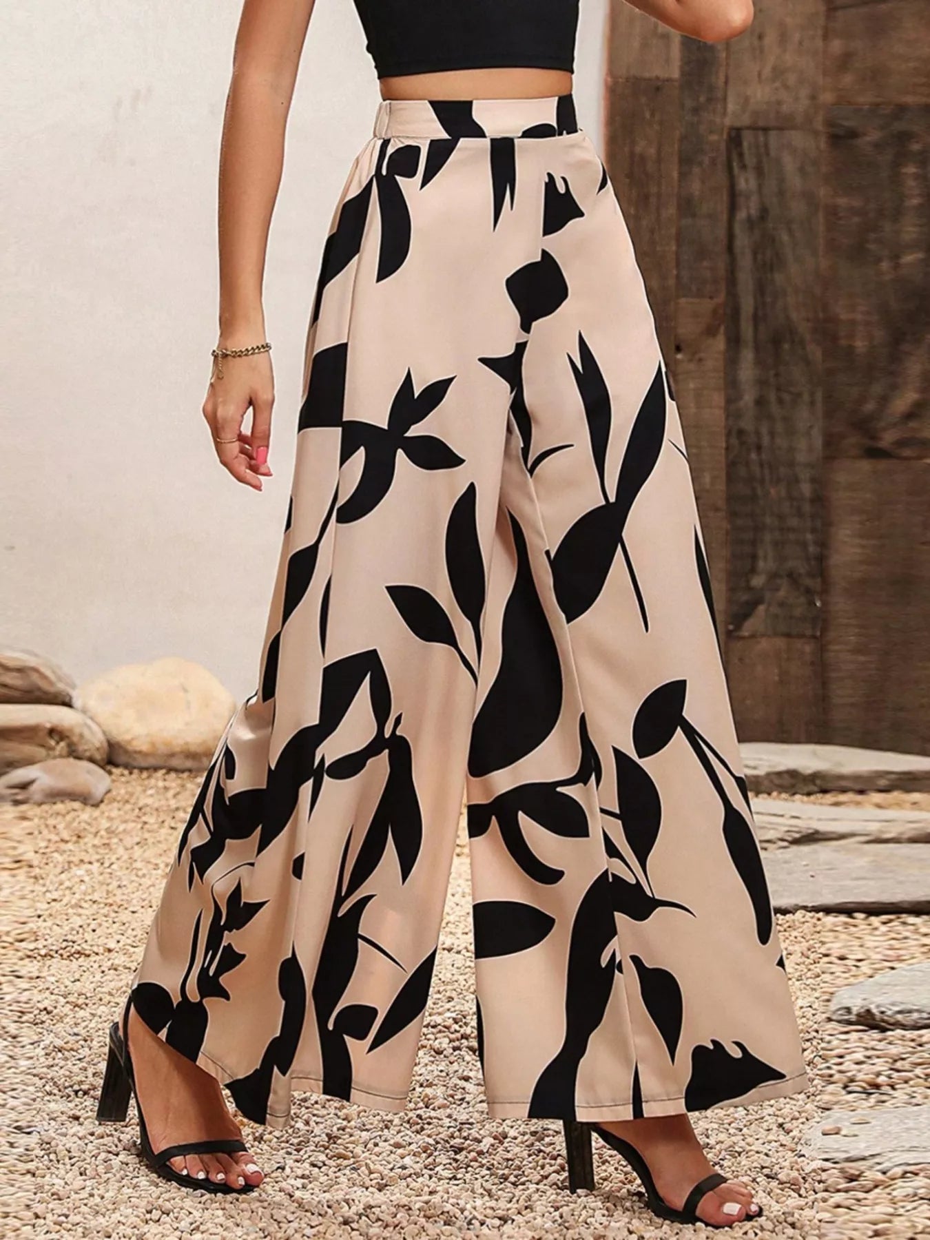 Elegant Printed Wide Leg Pants