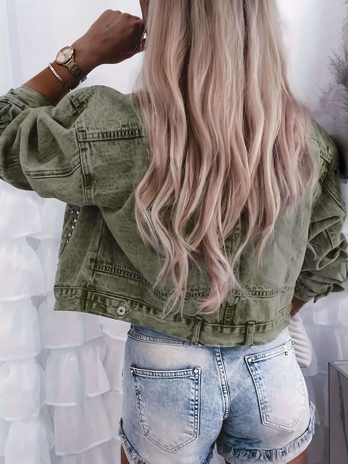 Studded Washed Denim Jacket