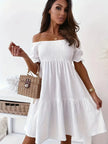 Full Size Ruffled Off-Shoulder Short Sleeve Dress - Heraki 