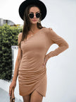 Elegant One Shoulder Ruched Bodycon Dress