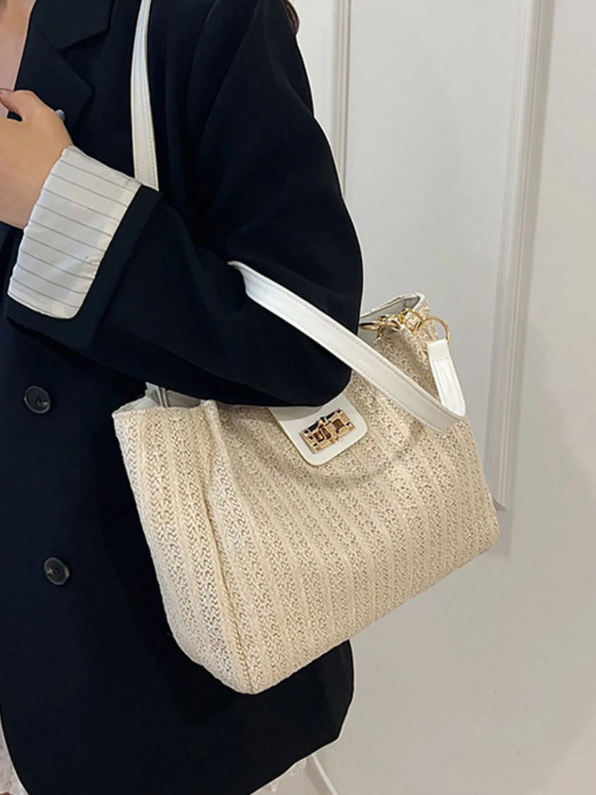 Woven Straw Medium Shoulder Bag