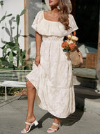 Off Shoulder Ruched Midi Dress