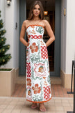 Printed Strapless Tube Maxi Dress